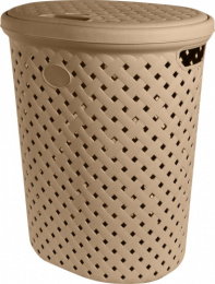 Корзина для белья пластиковая овальная 42л 41,5х33х51см Rattan, шоколадный мокко Plast Team PT408711015