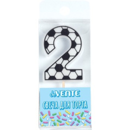 Свеча-цифра 2 Футболист с черно-белым рисунком deVente 9060920