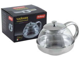 Чайник заварочный стекло+пластик 0,6л с металлическим фильтром Menta-600 Mallony 910110