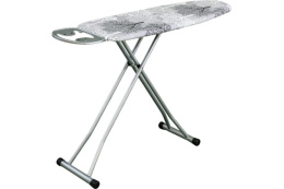 Доска гладильная металлическая основа Элона серая, подставка для утюга, розетка, 120х38см Perilla 214702