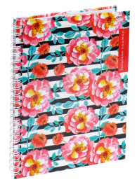 Книжка записная А5  80 листов Акварельные цветы и полоски, гребень К80-5913