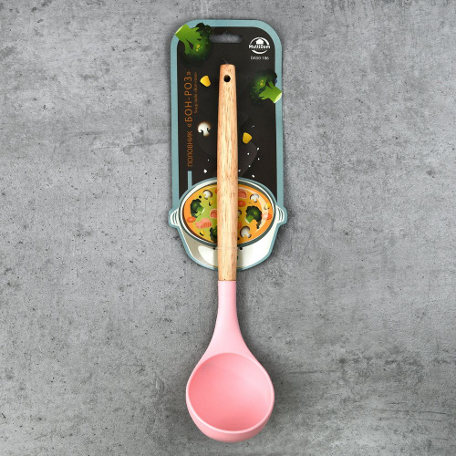 Половник силиконовый 31см деревянная ручка, Бон-роз Мультидом DA50-186