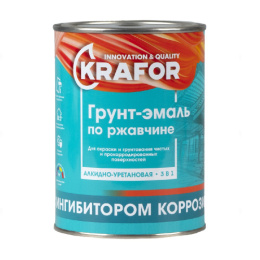 Грунт-эмаль по ржавчине 3 в 1 серая 1,0кг Krafor Krafor 26692