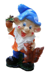 Фигурка садовая гипсовая Гном с белкой средний 25х38см ГусьДекорЛюкс 2С19