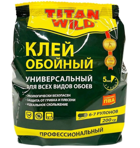 Клей обойный Titan Wild универсальный 200г, в пакете Titan Wild