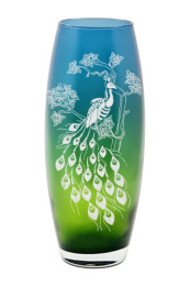 Ваза для цветов стеклянная бочонок h-26см Flora Павлин, цвета в ассортименте, в п/у Декостек 966-Н7Г