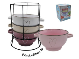 Набор бульонниц керамических 4шт. на металлической подставке 630мл Сердце, в п/у Lavenir 20812/82129