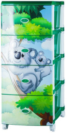 Комод четырехсекционный детский пластиковый 38х45х95см Коала зеленый Ар-Пласт 50002