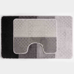 Комплект ковриков напольных для ванной и туалета на латекс. основе Silver 2пр. 50х 80см/40х50см толщина 11мм, серый Aqua-Prime 2239
