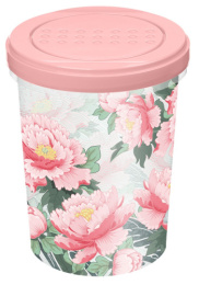 Емкость для продуктов пластиковая с завинчивающейся крышкой 1,0л Asti с декором Сад пионов, розовый Homver 223153408/04