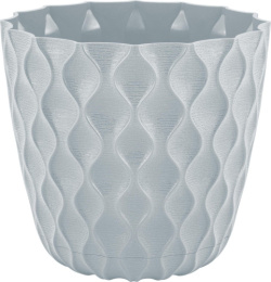 Горшок для цветов пластиковый Wave с поддоном  1,4л d-14,5см h-13,2см утренний туман InGreen IG650110025