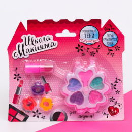 Набор детской декоративной косметики Цветочек: тени 4шт., аппликатор, помада, 3 заколки, на блистере Выбражулька 1132953