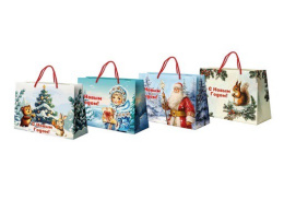Пакет подарочный бумажный 27х20х11см Золотая сказка. Ретро Новый год, ассорти 592440