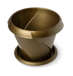 Кашпо пластиковое Флориана с поддоном 2,8л d-21,5см h-16см золотой Martika С386/ЗОЛ