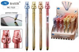 Ручка подарочная металлическая, со стилусом, поворотный механизм, корпус Капибара ассорти, чернила синие МС-7525