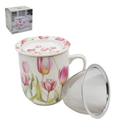 Кружка заварочная фарфоровая 320мл с металлическим ситом, в п/у Lavenir TM20-522