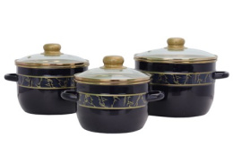 Эмаль набор посуды Магн 3 предм. кастрюли конические со стеклян. крышками 2л, 3л, 4л Полонез Эмаль Магнитогорск 3-301/6