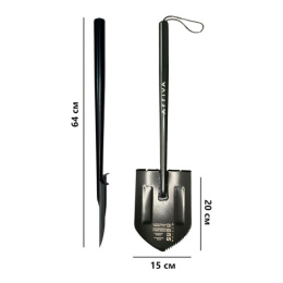 Лопата автомобильная саперная закаленная сталь 20х15х64см серрейторная, пластиковый черенок Arriva 16105