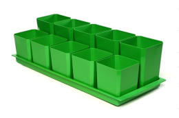 Набор для рассады пластиковый двухуровневый (5шт.х 500мл + 5шт.х 750мл), 460х180х120мм, зеленый* Чипполино 0342*