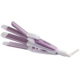 Щипцы электрические для укладки волос 3 в 1, керамическое покрытие пластин, белый с сиреневым Delta lux DL-0632