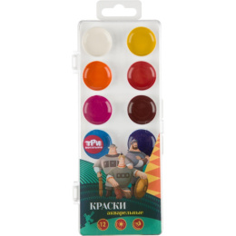 Акварель 12 цветов Три богатыря, без кисточки 1845491