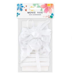 Набор для волос Monte Vita  6шт. 2 банта на заколке 4см + 4 резинки, белый 457116
