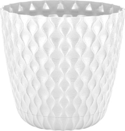 Горшок для цветов пластиковый Wave с поддоном  4,7л d-20,5см h-19,5см белоснежный жасмин InGreen IG650310048