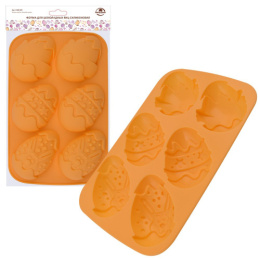 Форма для шоколадных яиц силиконовая  6 ячеек 26х17х2,5см Мультидом VL80-559