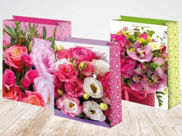 Пакет подарочный бумажный 14х20см Цветы, микс Ч45539