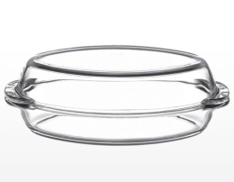 Утятница стеклянная жаропрочная овальная с крышкой 1,8л + 1,8л 34х19,5х5,5см Borcam 59032