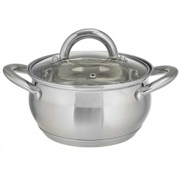 Кастрюля из нержавеющей стали  1,9л 160мм стеклянная крышка, Aurora Webber BE-351/2
