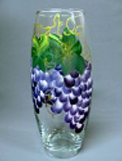 Ваза для цветов стеклянная бочонок h-26см d-12см Flora эконом роспись, в п/у Красота стекла 66/69