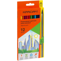 Карандаши цветные 12 цветов Красин Эволюция + 1 чернографитный НВ пластиковые КР-120500