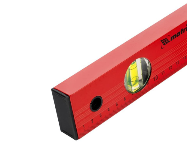 Уровень  400мм алюминиевый с 3 глазками, линейка, красный Matrix 33220