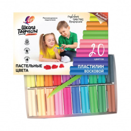 Пластилин 20 цветов Луч Школа творчества, восковой 31С 2073-08