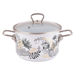 Кастрюля эмалированная Botany 4,0л цилиндрическая со стеклян. крышкой и нержав. фурнитурой Appetite 1SD205S