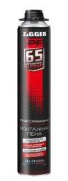 Пена пистолетная "ZIGGER PF", 65л проф. всесезонная, 850 мл, 920г 01-03-65