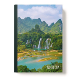 Книжка записная А5 160 листов Горный водопад, книжный переплет 13486
