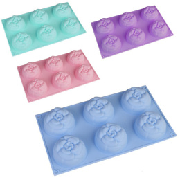 Форма для выпечки силиконовая  6 ячеек прямоугольная 30х17см h-3см Цветы Цинния 7х3см YH407, цвет в ассортименте 650155