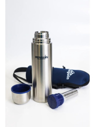 Термос  1,0л нержавеющая колба узкое горло с ситом с глухой пробкой в неопреновом чехле Penguin ВК-20SP