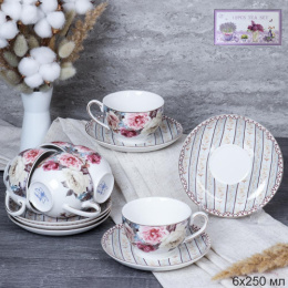 Набор чайный фарфоровый 12 предметов 250мл Вдохновение, в п/у White Lily 19-059#/713641