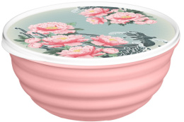 Миска пластиковая с крышкой 3,2л Latina с декором Сад пионов, розовый Homver 223152408/04