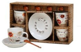 Набор чайный фарфоровый 12 предметов 180мл на 4 персоны Кофейный дворик, в п/у КерамСтрой RS097-3656YX