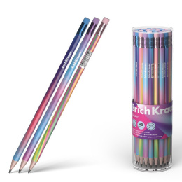 Карандаш чернографитный с ластиком ErichKrause Galaxy HB, трехгранный 60725