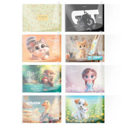 Альбом для рисования 40 листов Brauberg Ассорти-2, пластиковая обложка, гребень 107683