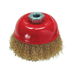 Крацовка для угловой шлифовальной машины 100мм, М14 (чашка) из латунированной витой проволоки Matrix 74605