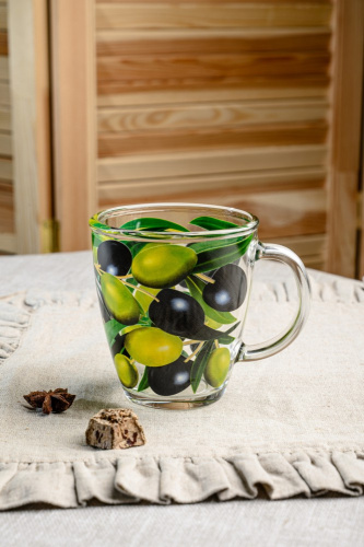 Кружка стеклянная 350мл Оливки Декостек 2025-Д