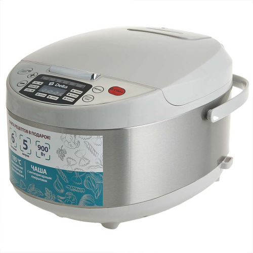 Мультиварка 5л, 900Вт, 6 программ, белый Delta DL-6529