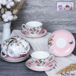 Набор чайный фарфоровый 12 предметов 250мл Нежность, в п/у White Lily 18-043#/713645