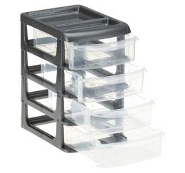 Комод - бокс четырехсекционный пластиковый средний 17,5х25,5х27,2см графитовый Idea М2766